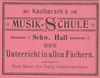 Anzeige der 1901 im Haus ansässigen Musikschule Kaulbersch, aus: W. Burkhardt (Bearb.): Adreß- und Geschäfts-Handbuch der Oberamtsstadt Schwäbisch Hall, Schwäbisch Hall 1901, Inseratenanhang, S. 14 (StadtA Schwäb. Hall Bibl. 2947)