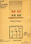 Seitenansicht und Dachstock-Grundriss zu geplanten Umbauten im Ersten Stock durch  die Tannenwirtswitwe Katharina Weller, 1899 (Baurechtsamt, Bauakten Lange Straße 21)