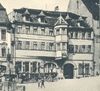 Ausschnitt aus einer Postkarte um 1900. Man beachte die vor dem Haus stehende Kutsche (StadtA Schwäb. Hall PK 01556)