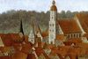 Ausschnitt aus der Stadtansicht von  Hans Schreyer im Haalamt, 1643. Der heutige „Adelshof“ ist zwischen dem Turm der Jakobskirche (links) und der Michaelskirche zu erkennen. Foto: Eberhard Weller (StadtA Schwäb. Hall  CD 93)