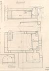 Längsschnitt des großen Kellers und Grundriss beider Keller, 1955 (StadtA Schwäb. Hall 27/0316)