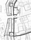 Auf diesem Plan ist gut sichtbar, wie das Haus bis zum Abbruch der Stadtbefestigungen direkt an die Stadtmauer und an das Stätt-Tor grenzte. Aus Eduard Krüger: Die Stadtbefestigung von Schwäbisch Hall, Schwäbisch Hall 1966, S. 16