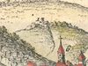 Ausschnitt aus der 1747 als Beigabe zu den „Uffenheimischen Nebenstunden“ von J. J. Enderes in Schwabach veröffentlichten Stadtansicht. Das Haus neben den Ruinen der Limpurg (direkt unter der „13“) dürfte das Hofgut markieren (StadtA Schwäb. Hall Alte Dr./271)