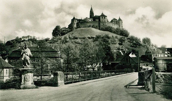 1934 gelaufene Postkarte (StadtA Schwäb. Hall PK 04620)