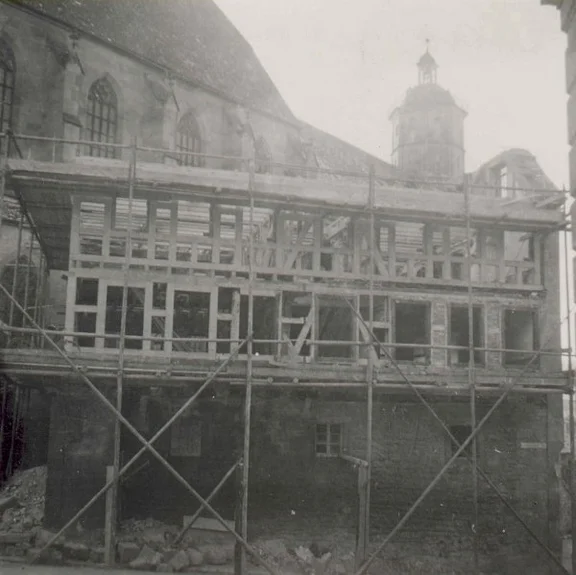 Wiederaufbau 1946. Foto: Haller Tagblatt (StadtA SHA FS 10287)