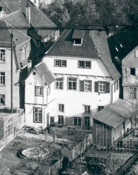 Auf einer Ansicht der Katharinenvorstadt um 1900 (StadtA SHA FS 05975)