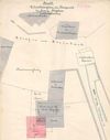 Derselbe Lageplan zum Neubau einer Scheune hinter dem Wohnhaus ohne Beschriftungen, 1872. Erwähnung verdient die Bezeichnung des Vorplatzes  als „Kasernenhof'“ nach der bereits vor 1827 abgerissenen reichsstädtischen Kaserne (StadtA Schwäb. Hall 27/0316)