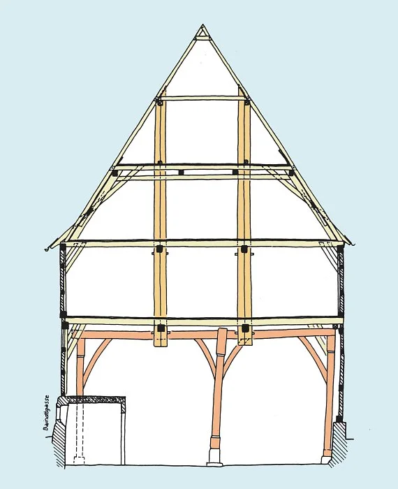 Querschnitt. Plan: Albrecht Bedal (StadtA SHA Server Häuserlexikon)