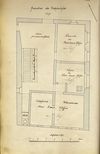 Grundriss des Erdgeschosses für einen Teilungsplan zwischen den Hausbesitzern Karl Bauer und Friedrich Mayer, 1889 (StadtA Schwäb. Hall 19/1053, Beil. 8)