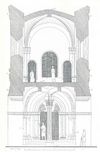 Schnitt durch den Westturm mit der Eingangshalle im Erdgeschoss und der darüber liegenden, hier wieder als „Kaiserempore“ dargestellten Magdalenenkapelle.Aus: Eduard Krüger: Das romanische Münster Sankt Michael zu Schwäbisch Hall, in: Württembergisch Franken 49 (1965), S. 66-104, hier S. 83
