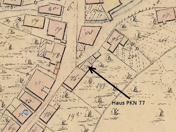 Ausschnitt aus dem Primärkataster 1827-1830 (Plan: Geodatenportal Schwäbisch Hall /  Stadt Schwäbisch Hall, Fachbereich Planen und Bauen, Abteilung Vermessung).