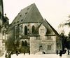 Weiteres Foto des Holzmarkts mit hineinretuschierter Skizze für den von Dr. Eduard Krüger entworfenen Neubau der Landeszentralbank, 1950 (StadtA Schwäb. Hall FS 54108)