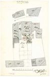 Lageplan zum Bau eines kleinen (rot eingezeichneten)Viehstalls im Garten hinter dem Haus, 1863 (Baurechtsamt Schwäb. Hall, Bauakten)