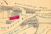 Lageplan zum Bau eines Pferdestalls in der Heller’schen Mühle, 1896. Das Haus ist am linken Rand erkennbar (StadtA Schwäb. Hall 27/0333)