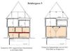 Querschnitte: Zustand bis 1999, Rekonstruktion des ursprünglichen bzw. des 1999 wieder hergestellten Zustands. Plan: Albrecht Bedal (StadtA SHA Server Häuserlexikon)