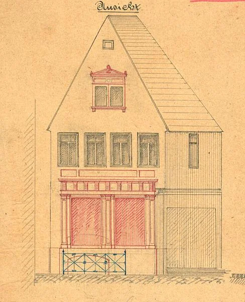 Plan zum Umbau der Fassade, 1898 (Baurechtsamt SHA, Bauakten)