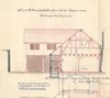 Erweiterung des Hauses 1880: Schnitt durch das Nebengebäude. Der Keller scheint bereits vorhanden gewesen zu sein (Baurechtsamt SHA, Bauakten Bahnhofstraße 12)