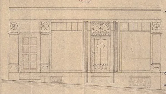 Neue Schaufensterfront. Plan von 1925 (Baurechtsamt SHA, Bauakten Am Spitalbach 11)