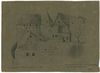 Auf 1851 datierte Zeichnung des Pulverturms und der damals noch vorhandenen Befestigungen in seinem Umfeld. Der Urheber ist nur mit seinen Initialen bekannt (StadtA Schwäb. Hall S22/2019)