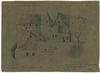 Auf 1851 datierte Zeichnung des Pulverturms und der damals noch vorhandenen Befestigungen in seinem Umfeld. Der Urheber ist nur mit seinen Initialen bekannt (StadtA Schwäb. Hall S22/2019)