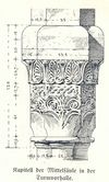 Kapitell der Mittelsäule in der Turmvorhalle. Aus: Eugen Gradmann (Hrsg.): Die Kunst- und Altertumsdenkmale der Stadt und des Oberamtes Schwäbisch-Hall, Esslingen 1907, S. 20 angeb.