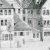 Ausschnitt aus einer Darstellung der Fahnenweihe der Schwäbisch Haller Bürgerwehr auf dem Haalplatz am 10. Juni 1849, Lithografie von W. Haaf (StadtA SHA FS 26933)
