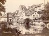 Keckenhof 7 im Jahr 1899, mit Kettensteg (an Stelle des heutigen Epinalstegs) im Vordergrund (StadtA Schwäb. Hall AL/0021)