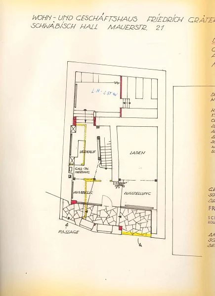 Umbau der Ladenräume im EG, 1965 (Baurechtsamt Schwäb. Hall, Bauakten)