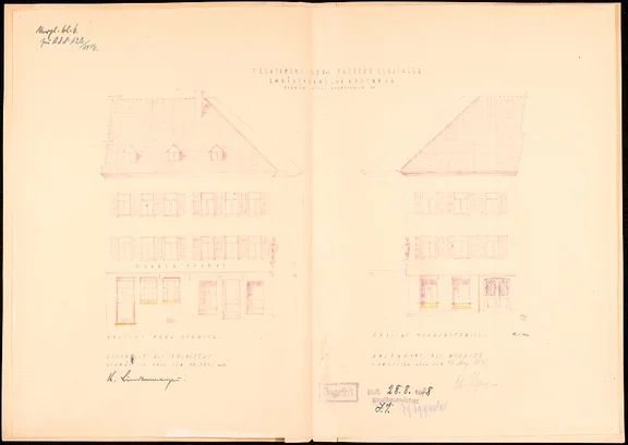 Plan zwischen 1946-1849 ausgeführten Umbauten im Haus und an der Fassade. In diesem Zusammenhang wurde die Mohrenfigur an ihren heutigen Standort an der Hausecke Neue Straße/Mohrenstraße gesetzt (Stadt Schwäbisch Hall, Baurechtsamt, Bauakten Neue Straße 10)