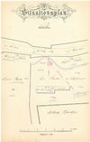 Lageplan der Waschbachsägmühle zu einem Bauantrag von Carl Sauter für die Einrichtung einer Turbine anstelle des Wasserrads, 1893. Das Turbinengebäude (rot eingezeichnet) liegt nördlich der Mühle direkt am Waschbach (StadtA Schwäb. Hall 27/515)