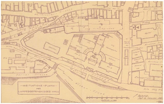 „Situations-Plan des Landesgefängnisses Hall“ von 1928 (StadtA Schwäb. Hall 68/63)