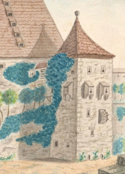 Ausschnitt aus einer Zeichnung von Peter Koch, 1868 (StadtA SHA S10/0296)