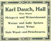 Anzeige aus dem Adressbuch von 1920 (StadtA Schwäb. Hall Bibl.-Nr. 2949, Anzeigenteil S. 21)