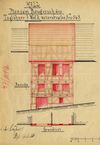 Ansicht der Fassade zum geplanten Rückbau des baufälligen Dachgeschosses, 1886 (StadtA SHA FS 27/0448)