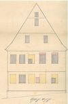 Skizze der Fassade zu Umbauarbeiten am Haus, 1871 (StadtA SHA FS 27/0449)